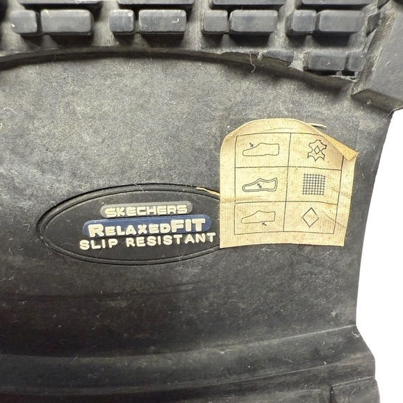 Skechers Black Pebbled Leather Relaxed Fit Slip Resistant Lace Up Shoes Size 11 - Picture 13 of 15